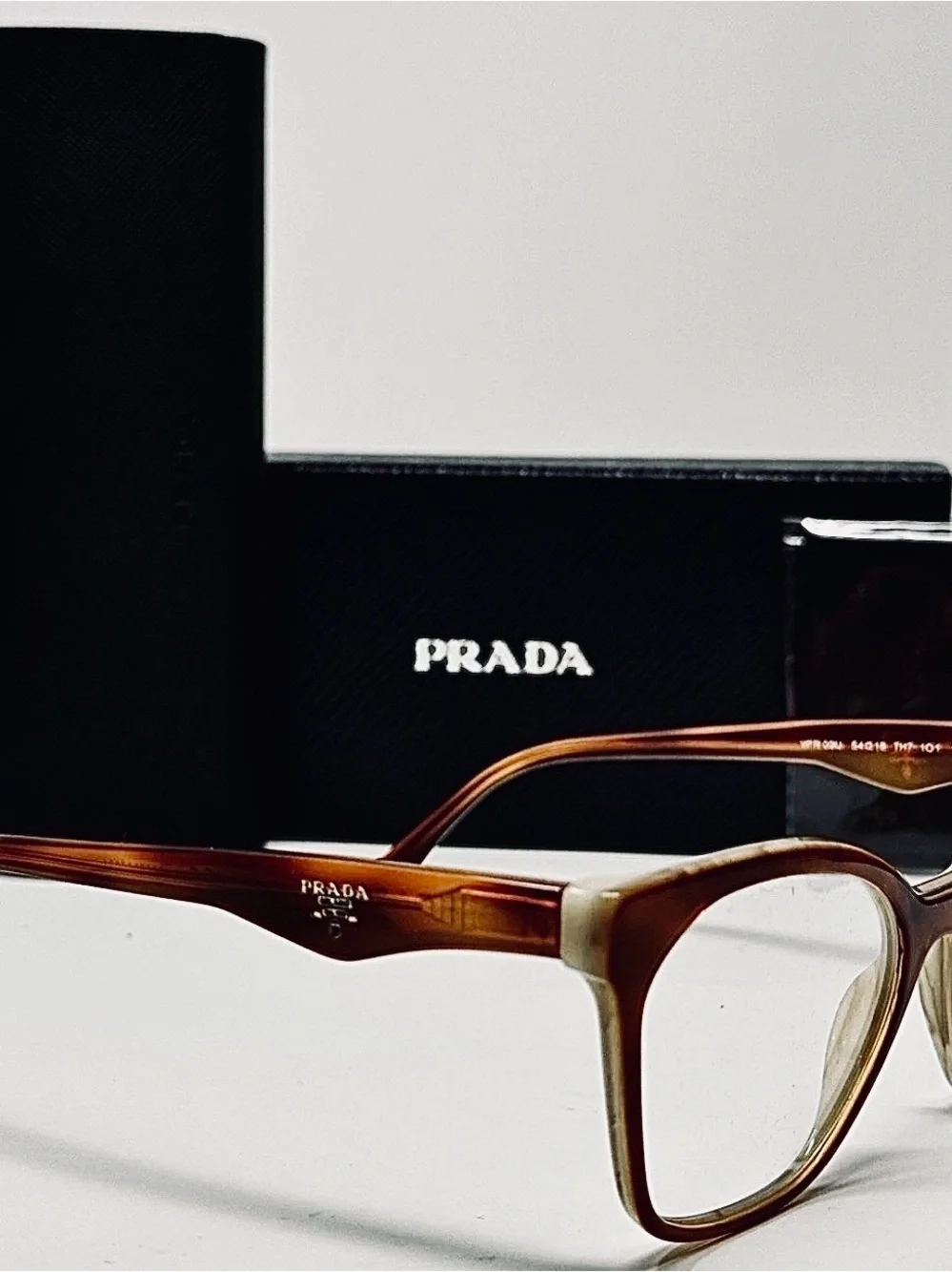 NEW PRADA VPRO9U 54-18-140 Havanastriped White  Eyeglasses Unisex AUTHENTIC